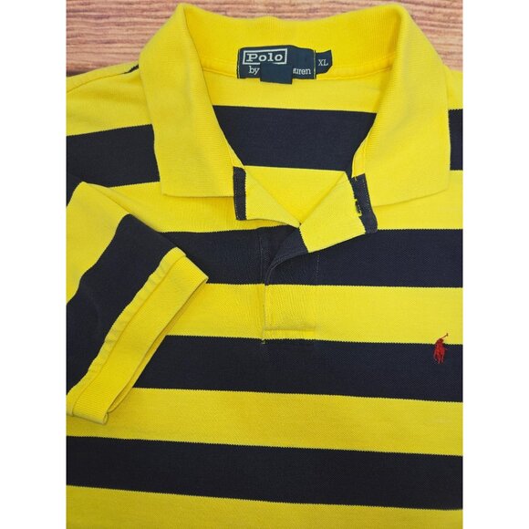 Polo Ralph Lauren Mens Yellow & Navy Striped Polo XL - Picture 4 of 7